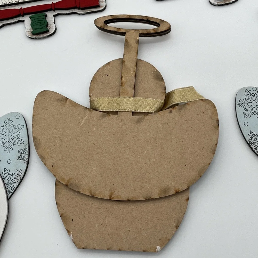 Lot of 11 Wooden Christmas Ornaments Tree Snowman Star Rustic Farmhouse Decor